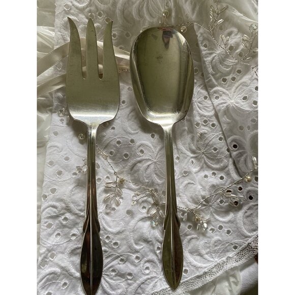 1961 El California Serving Spoon & Fork Set Wm William Rogers Mfg Co. 9" Art Dec - Picture 14 of 16
